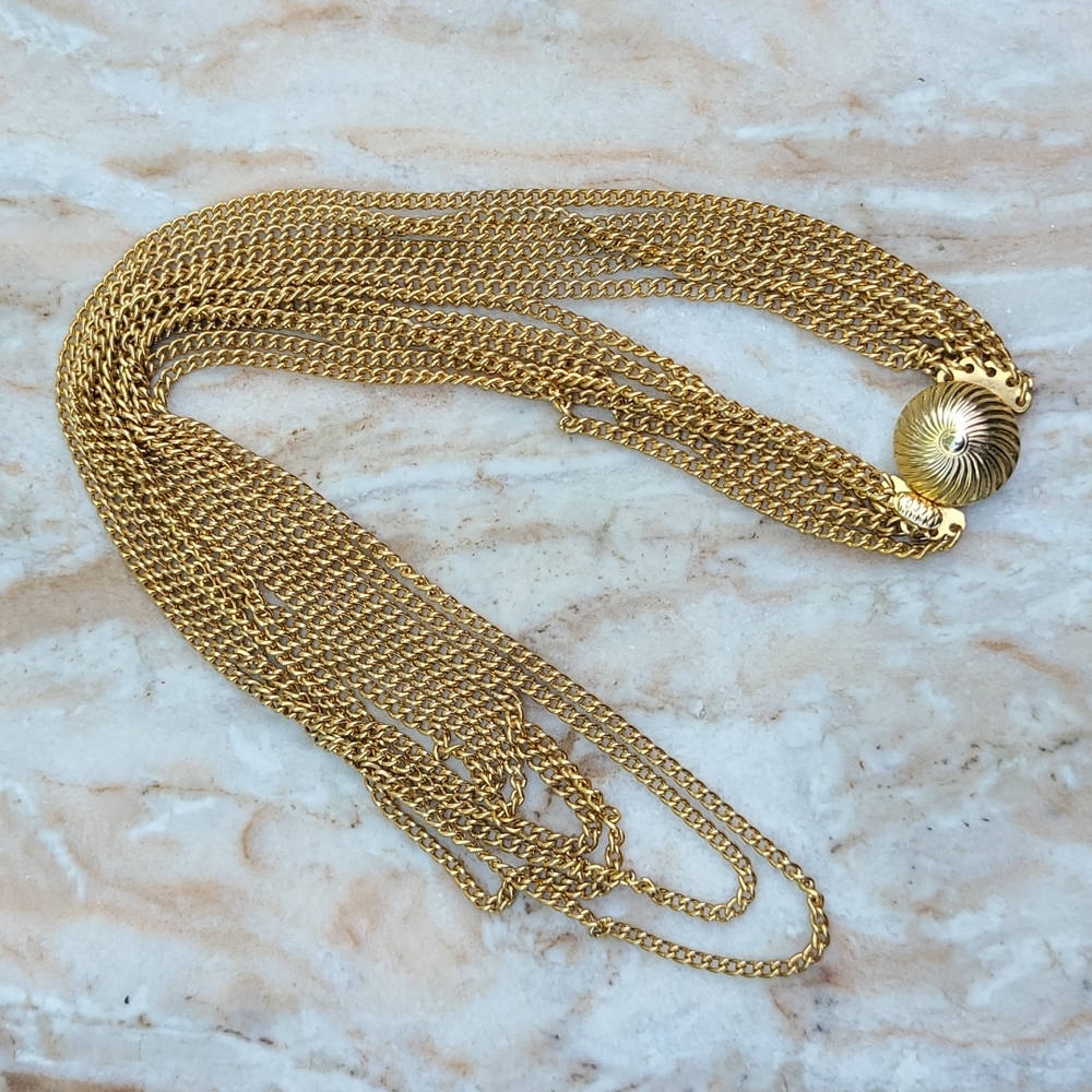Vintage Gold Tone Multi Strand Necklace